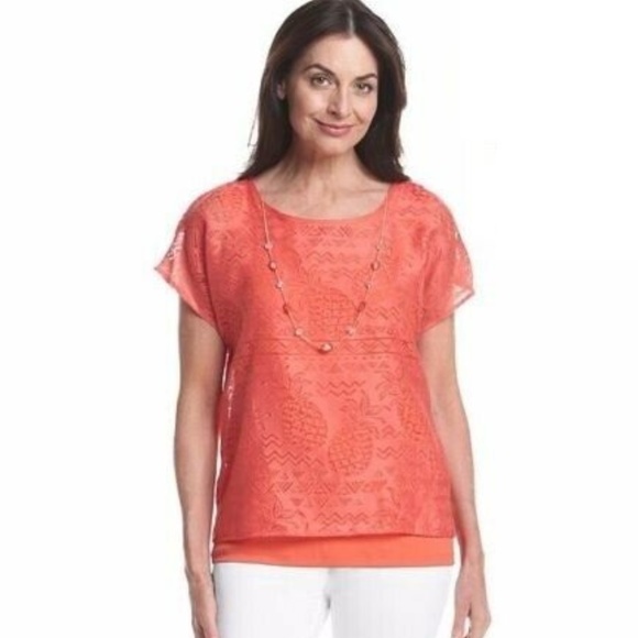 Alfred Dunner Women's Coral blouse Top size 8 NEW - Picture 1 of 4